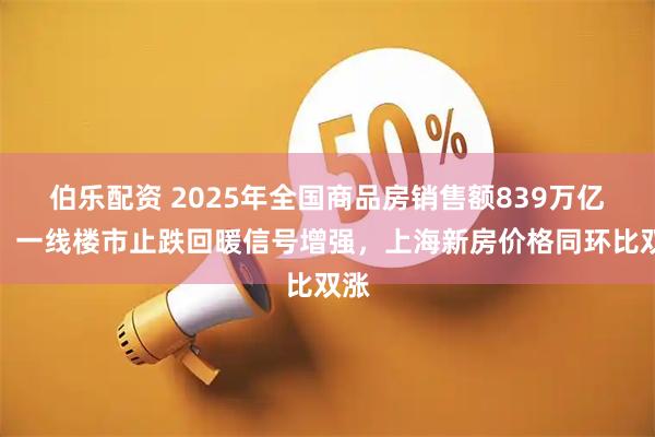 伯乐配资 2025年全国商品房销售额839万亿元，一线楼市止跌回暖信号增强，上海新房价格同环比双涨