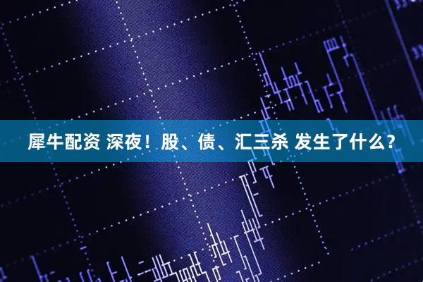 犀牛配资 深夜！股、债、汇三杀 发生了什么？